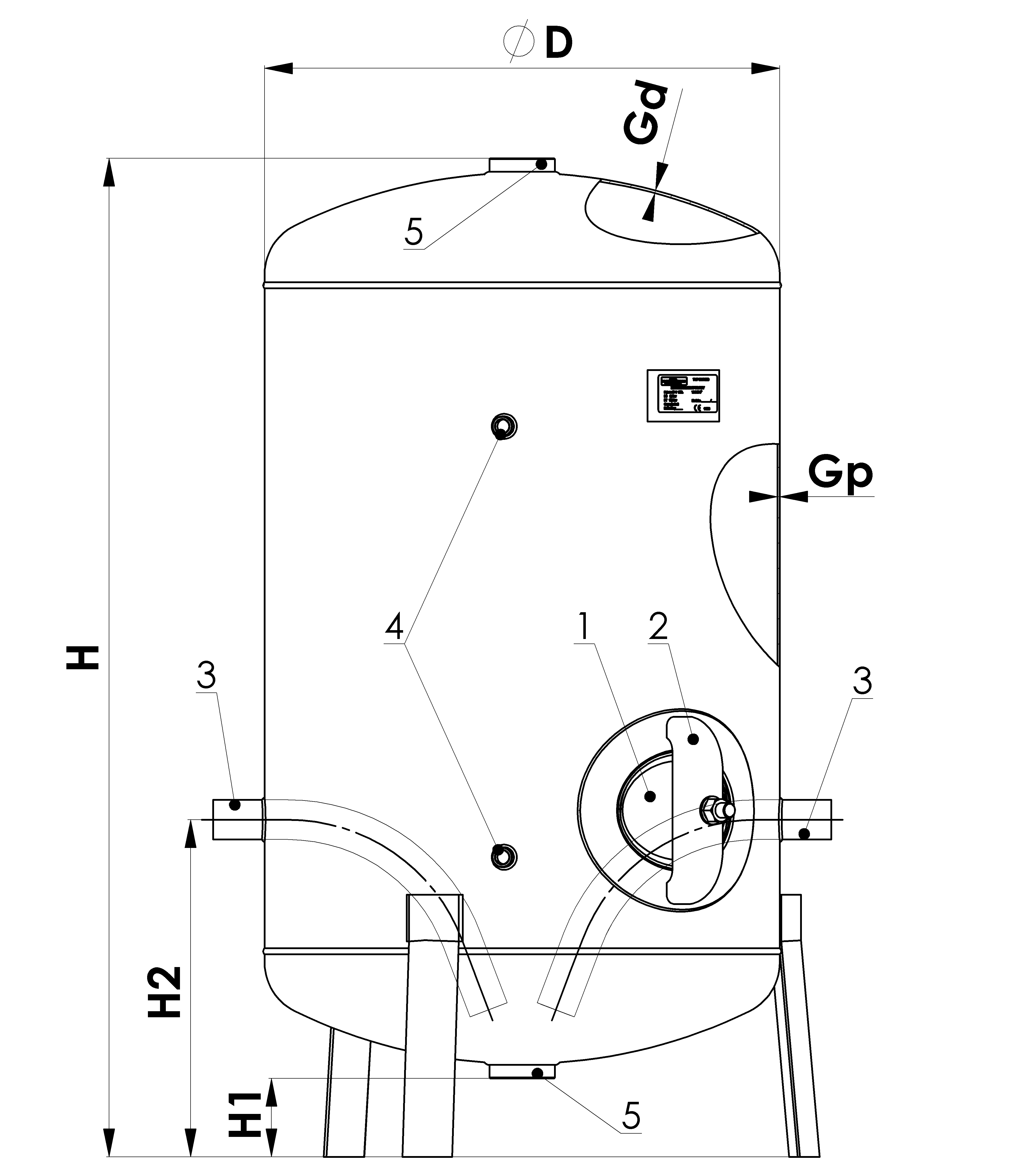 Budowa zbiorników:  HVP 100/200/300/500/501 l. 